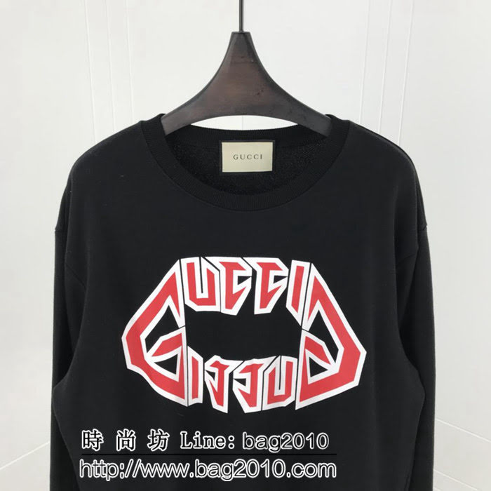 GUCCI古馳 18ss最新款 官網同步 幾何字母圖形印花 毛圈面料衛衣 情侶款 ydi1820